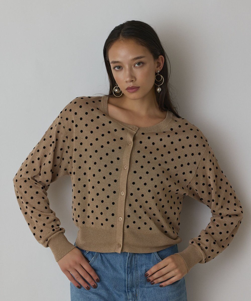 GRACE CONTINENTAL ドットフロッキーニットカーディガン 
