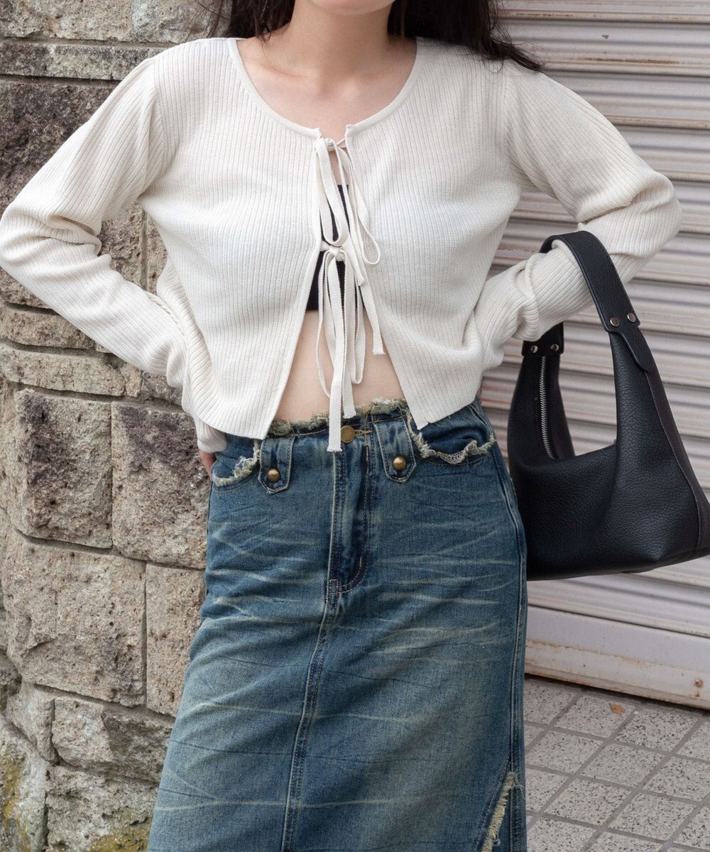 WEGO リボンリブカーディガン 