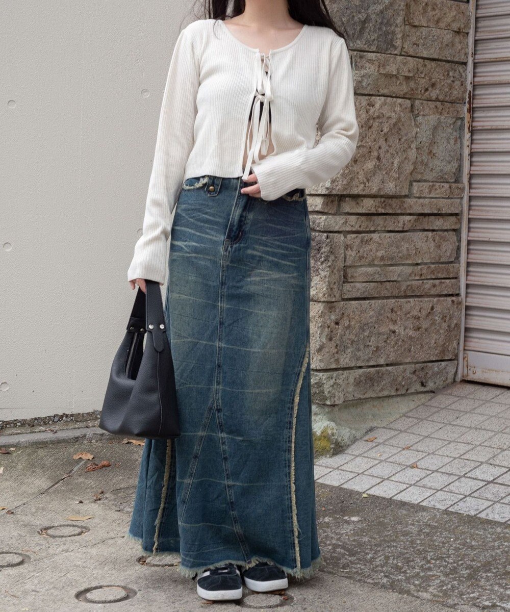 WEGO リボンリブカーディガン 