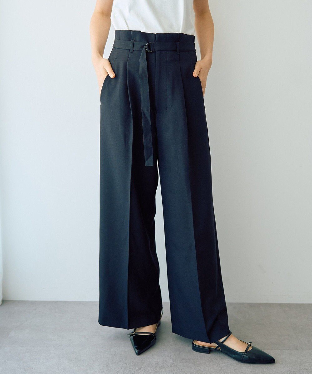 YECCA VECCA 【UVカット/接触冷感/洗える】ベルト付きイージーケアワイドパンツ 