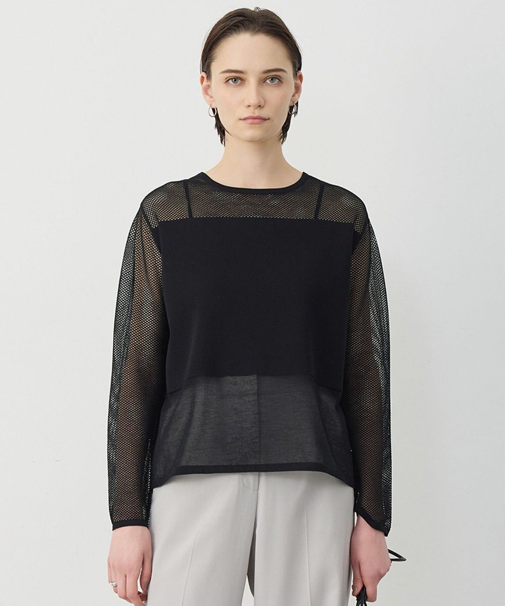 ICB L パネルパターンメッシュ ニットプルオーバー 