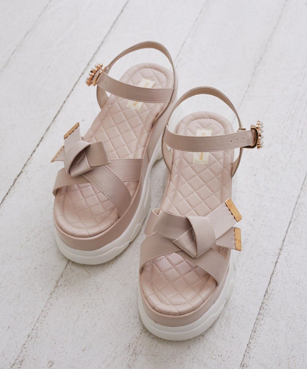 Maison de FLEUR リボンビジュースニーカーサンダル 