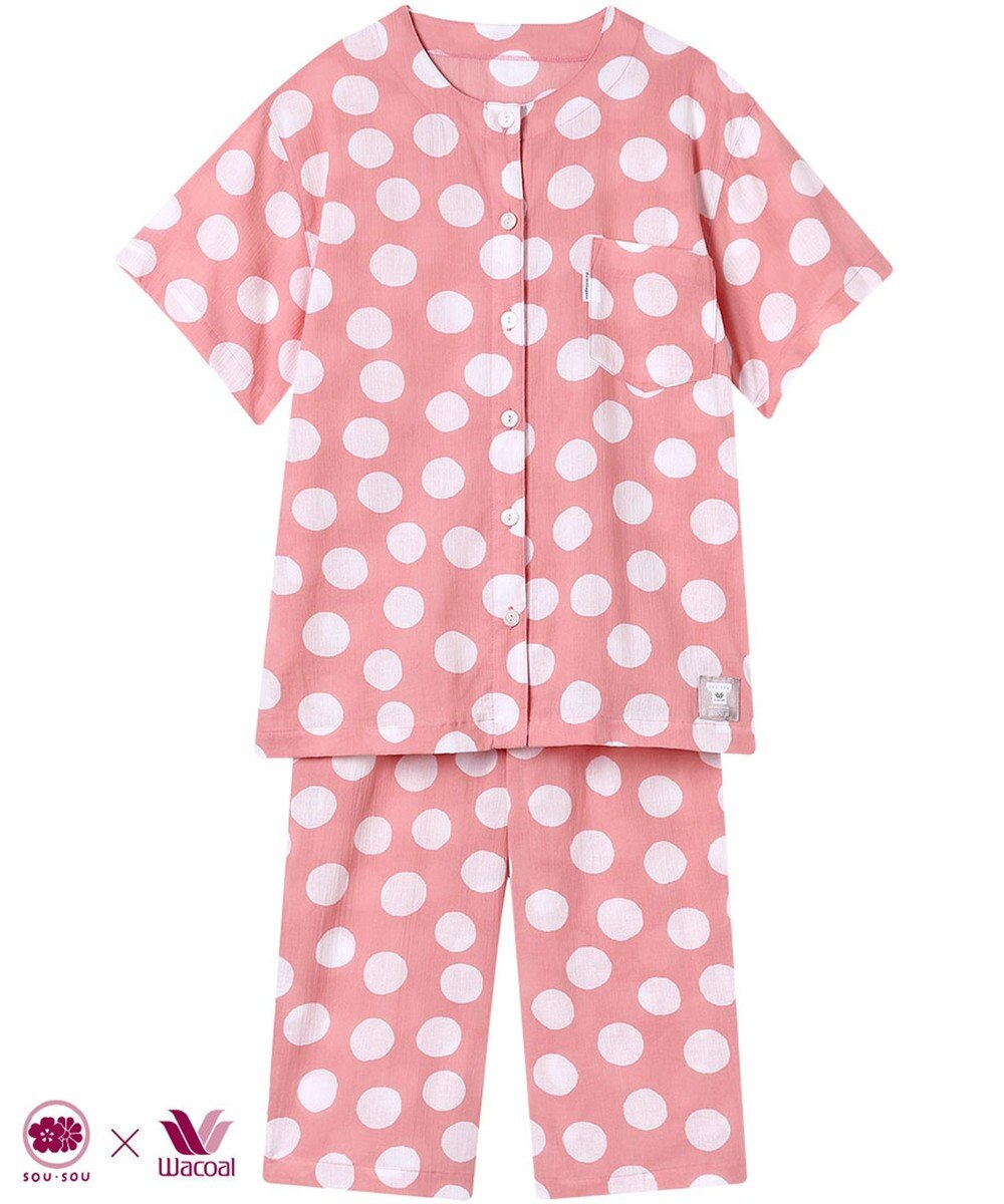 ワコール／睡眠科学 パジャマ 【SOU・SOU（R）】 綿100%(本体) 高島ちぢみ（R） 5分袖 半袖 7分丈 レディース YDT123 睡眠科学／ワコール 