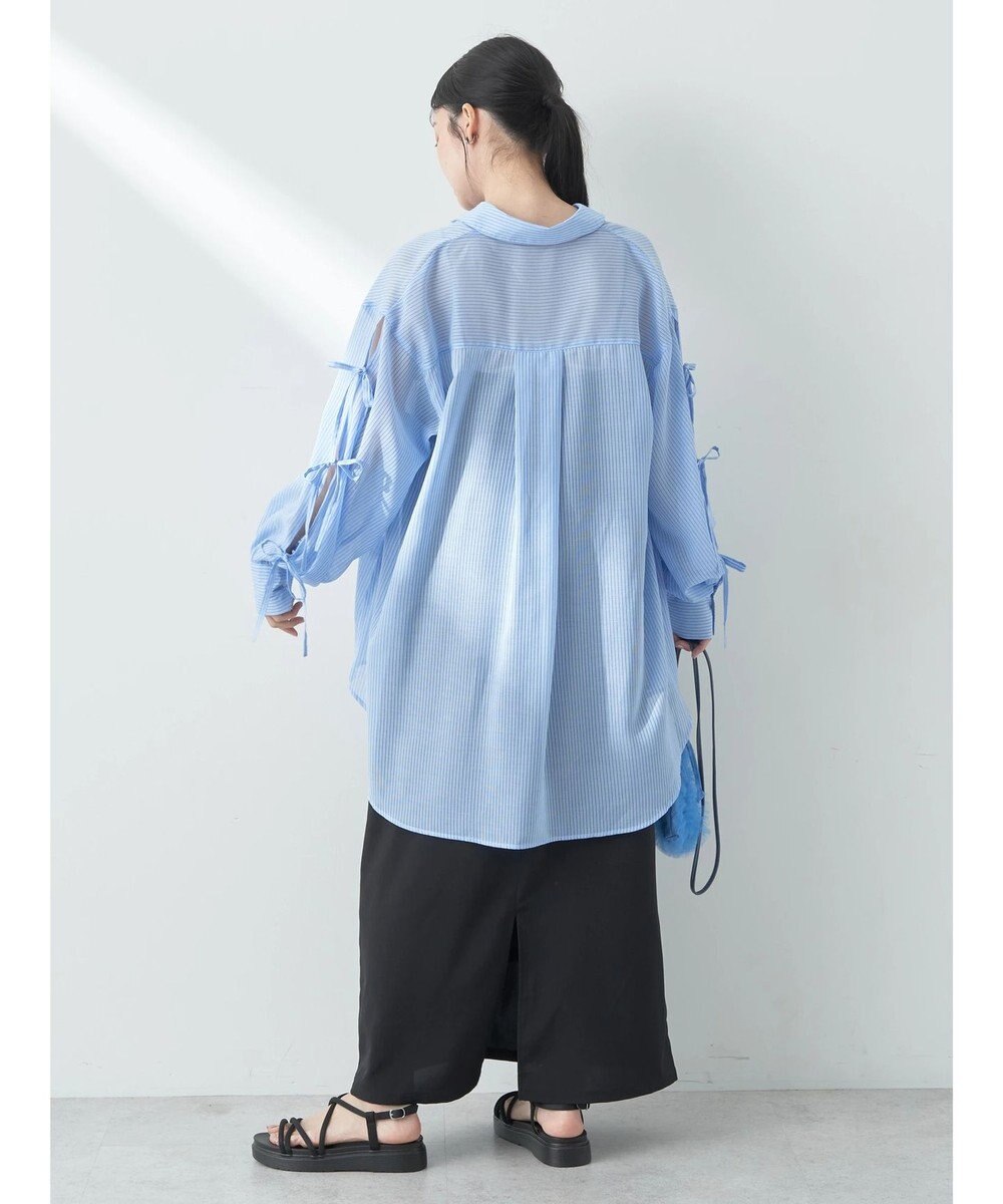 earth music&ecology 袖スリットリボンロングシャツ 