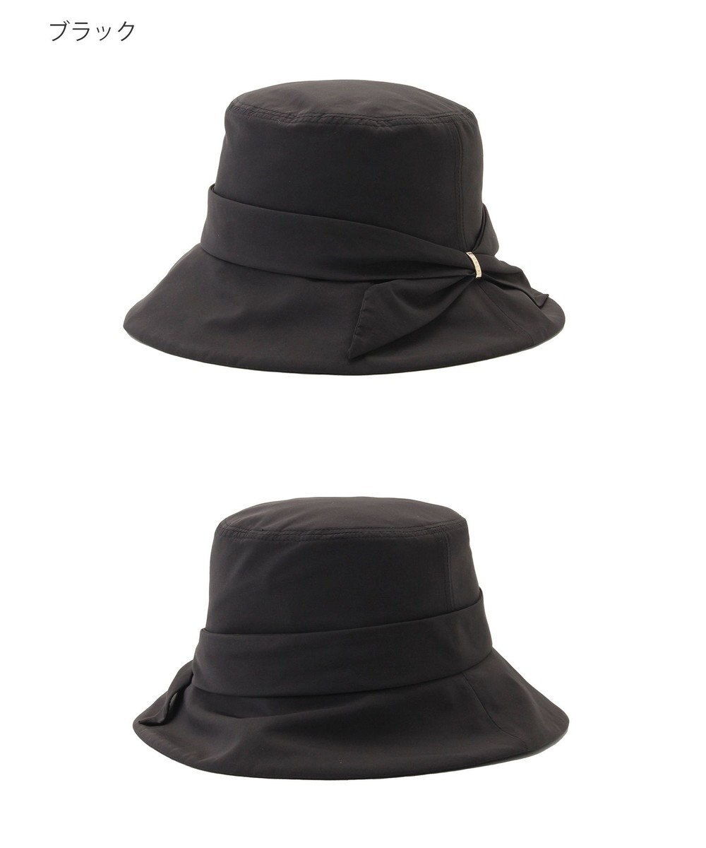 MOONBAT 【遮光100％・遮熱】FURLA(フルラ)リボン巻きダウン ハット 帽子 ロゴチャーム サイズ調整 撥水性 