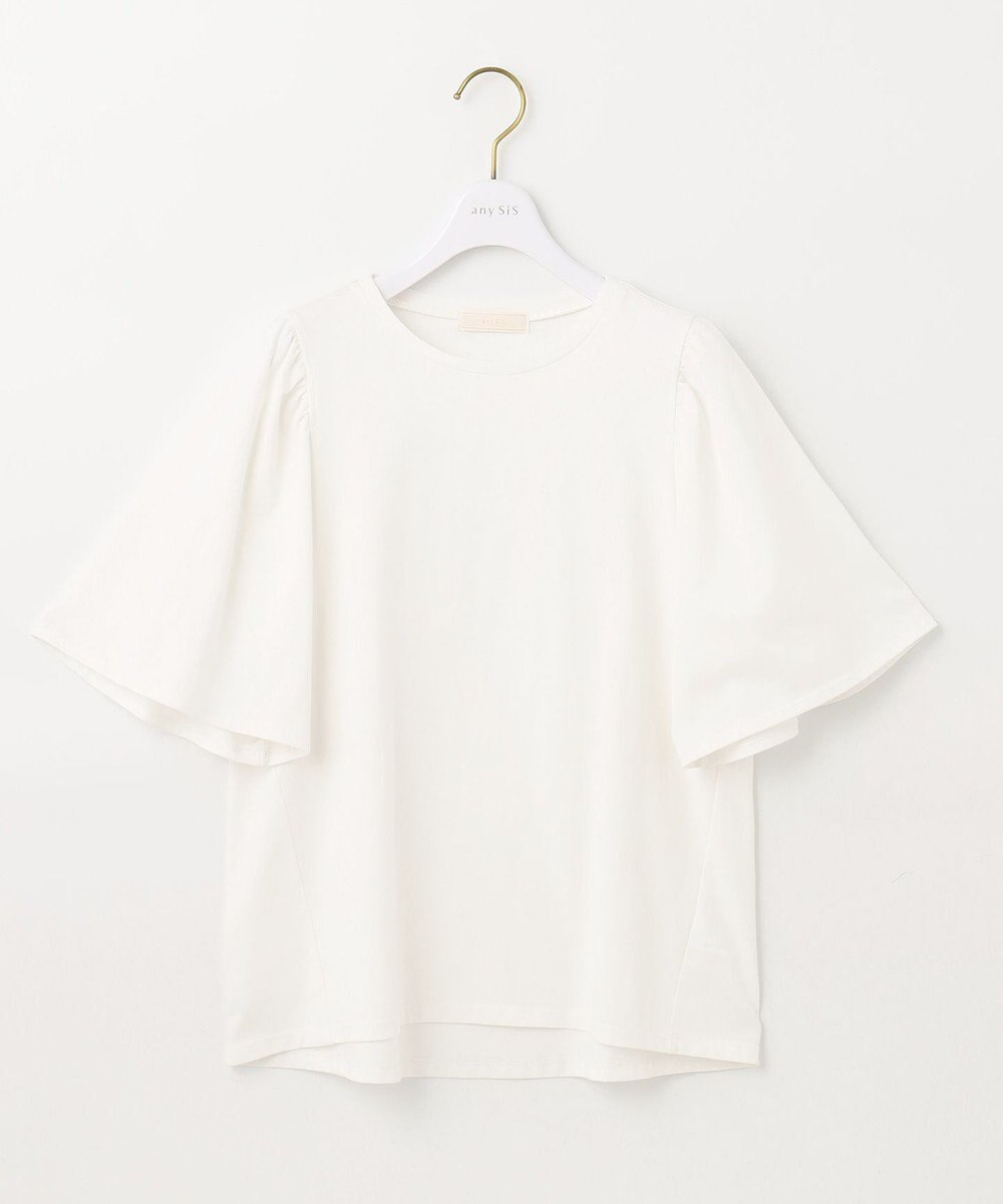 ANY SIS 【UVケア】プレーティングジャージー フレアスリーブ カットソー 