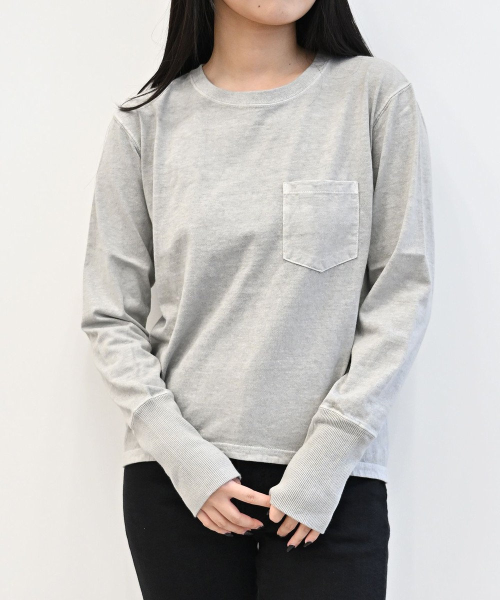 caqu 【洗える】caqu x good on long sleeve pocket tee リラックスフィットポケットTシャツ ash