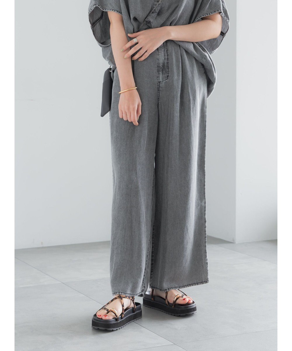 Te chichi ウォッシュデニムライクタックワイドパンツ(セットアップ可) 