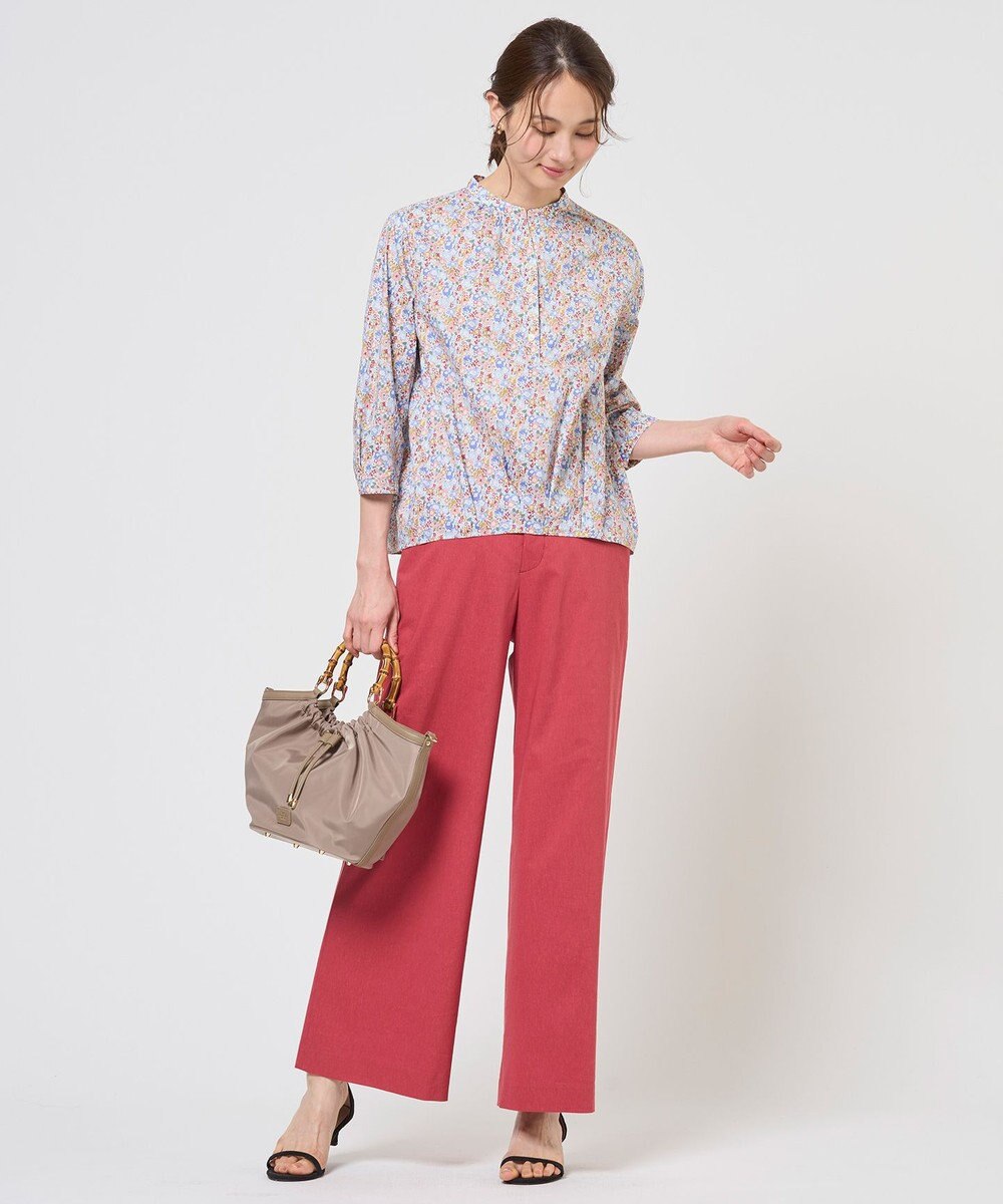 J.PRESS LADIES 【WEB限定】セルロースリネンストレッチ ワイドストレート パンツ 