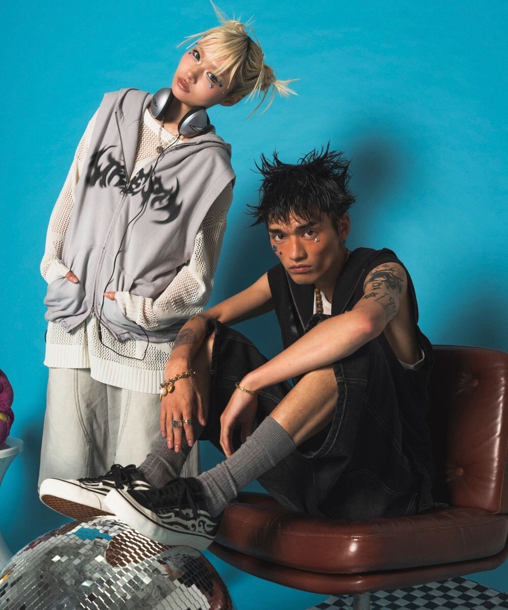 WEGO ノースリーブグラフィックZIPパーカー 