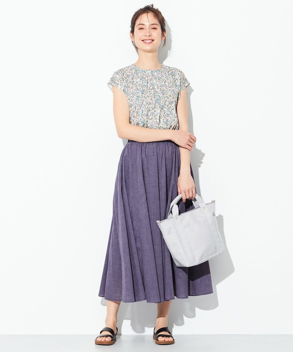 ANY 【ウエストゴム】シャンブレーライク スカート 