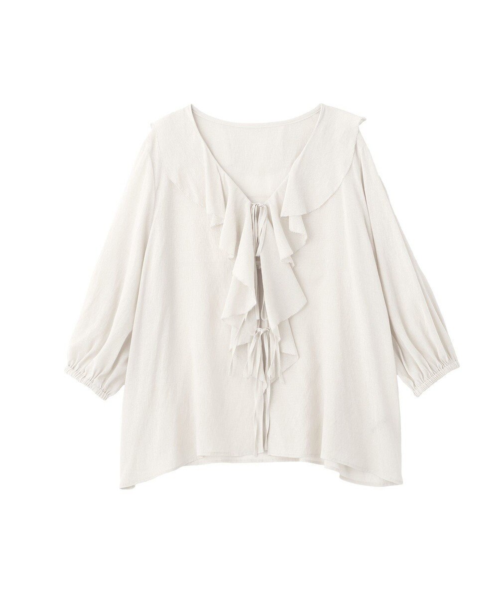 YECCA VECCA ラッフルリボンシアーブラウス 