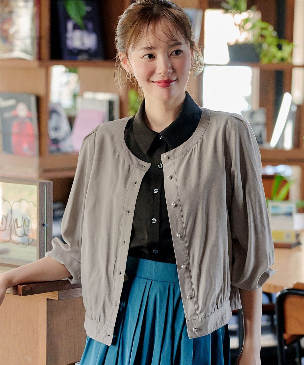 Tiaclasse L 【洗える】パールボタンシアーブルゾン 