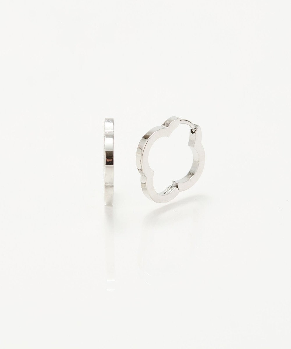 Phoebe 【金属アレルギー対応】フラワーワンタッチフープピアス　シルバー/サージカルステンレス 