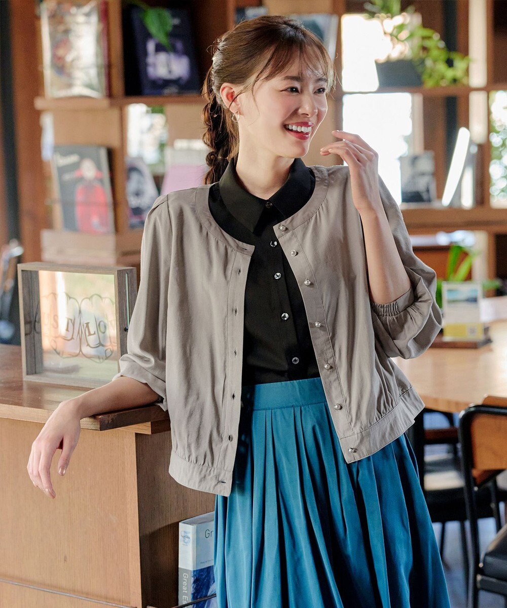 Tiaclasse L 【洗える】パールボタンシアーブルゾン 