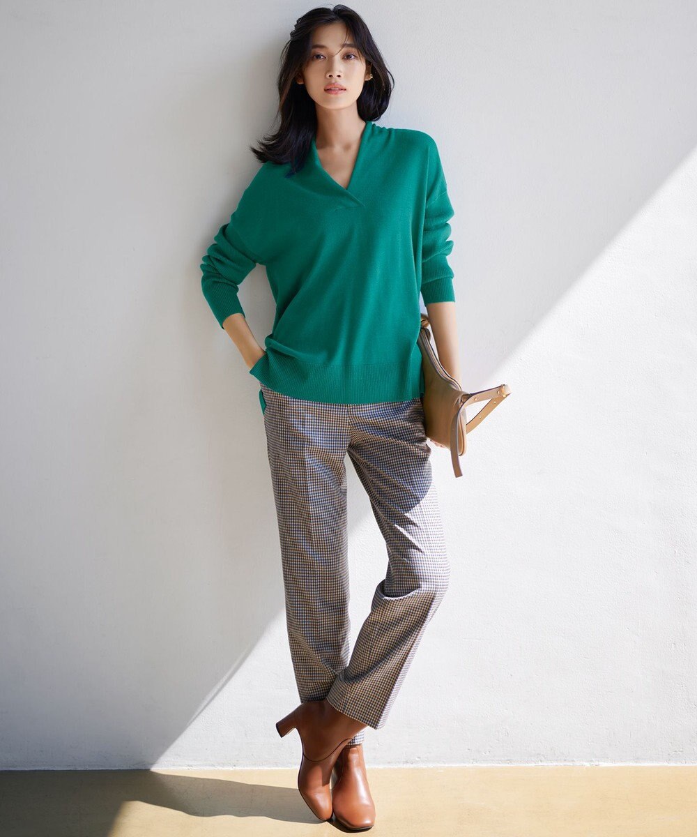 23区 S 【10色展開】ウーステッドウール 重ね襟Vネック ニット 