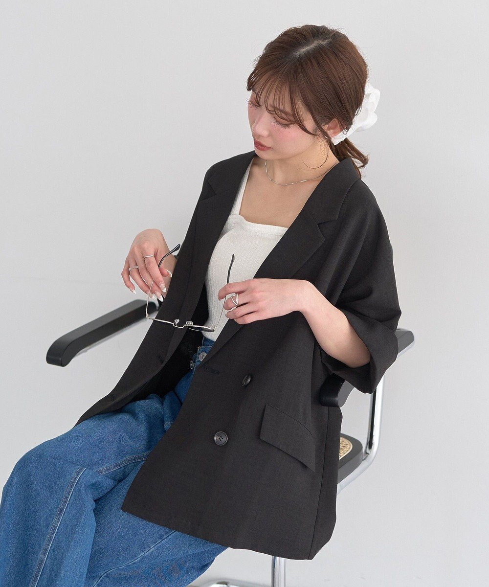 earth music&ecology 【セットアップ対応】リネンライクダブルジャケット 