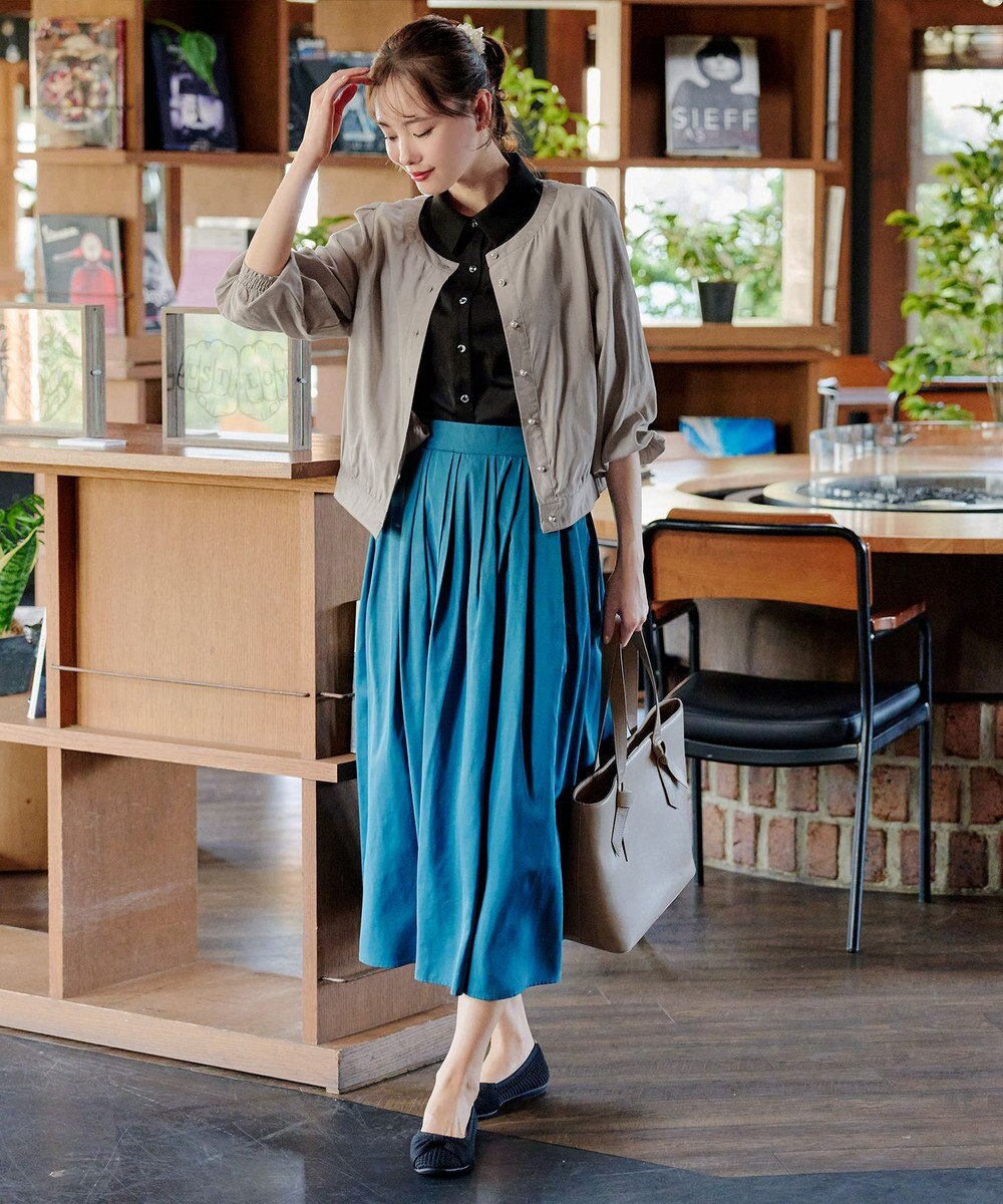 Tiaclasse L 【洗える】パールボタンシアーブルゾン 