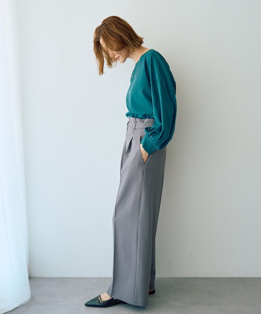 YECCA VECCA 【UVカット/接触冷感/洗える】ベルト付きイージーケアワイドパンツ 