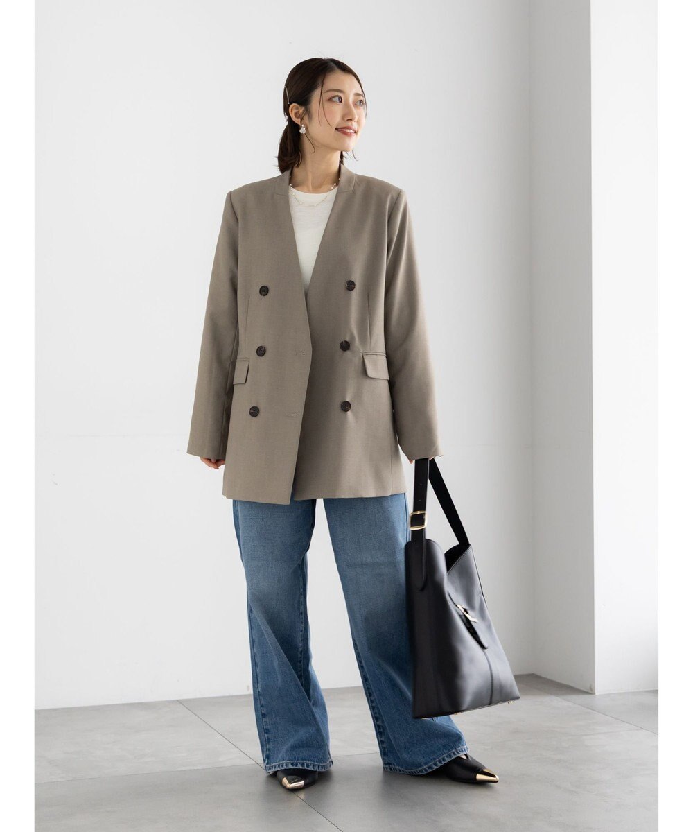 Te chichi ノーカラーダブルブレストジャケット 