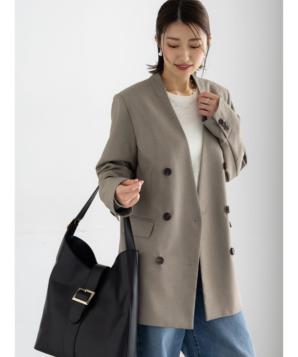 Te chichi ノーカラーダブルブレストジャケット 