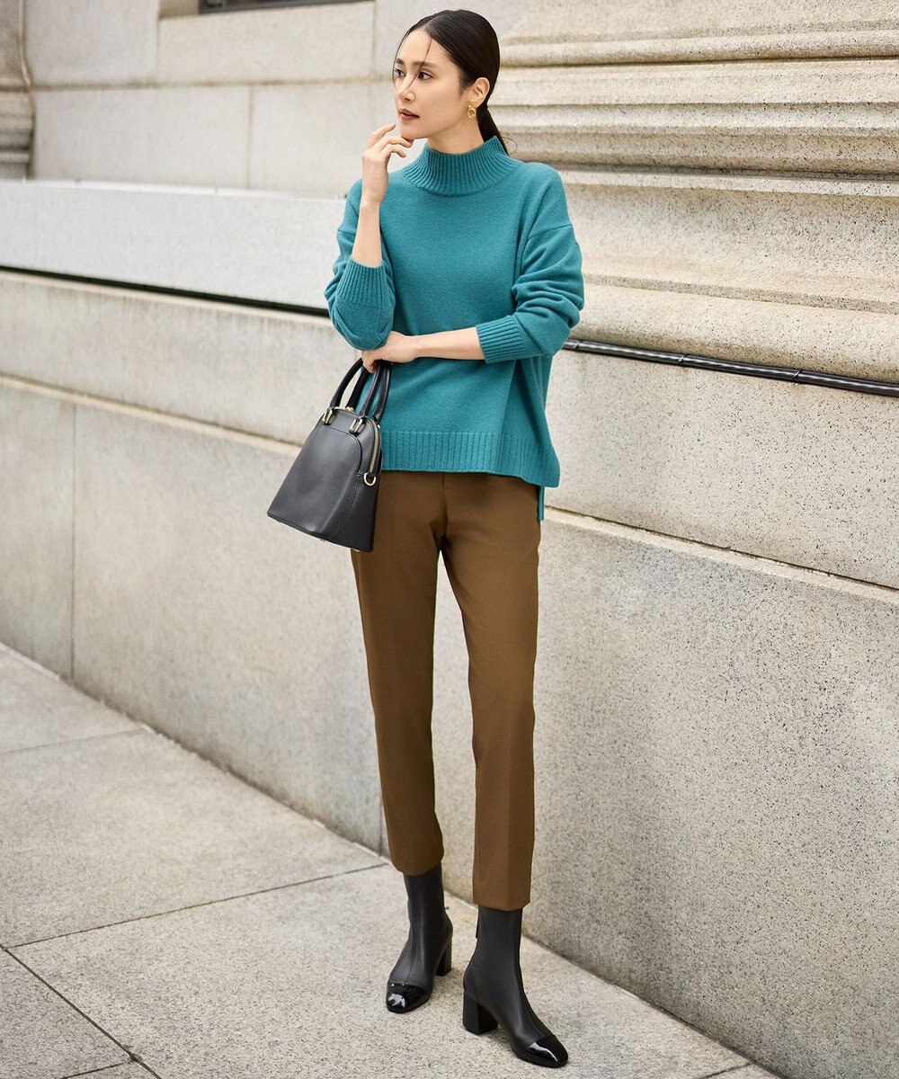 自由区 L 【19号サイズまで展開】TRギャバ裏起毛テーパード パンツ 