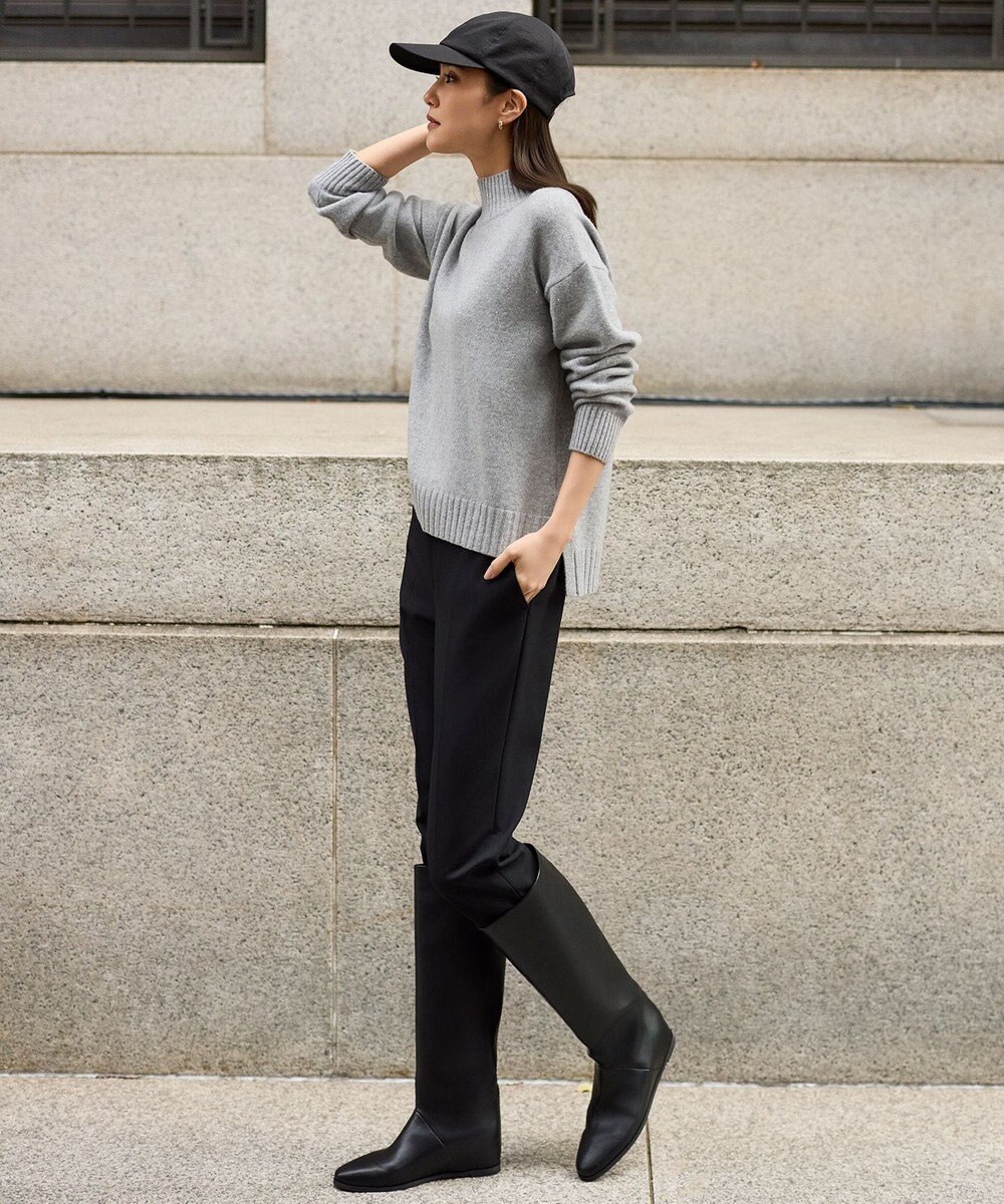 自由区 L 【19号サイズまで展開】TRギャバ裏起毛テーパード パンツ 