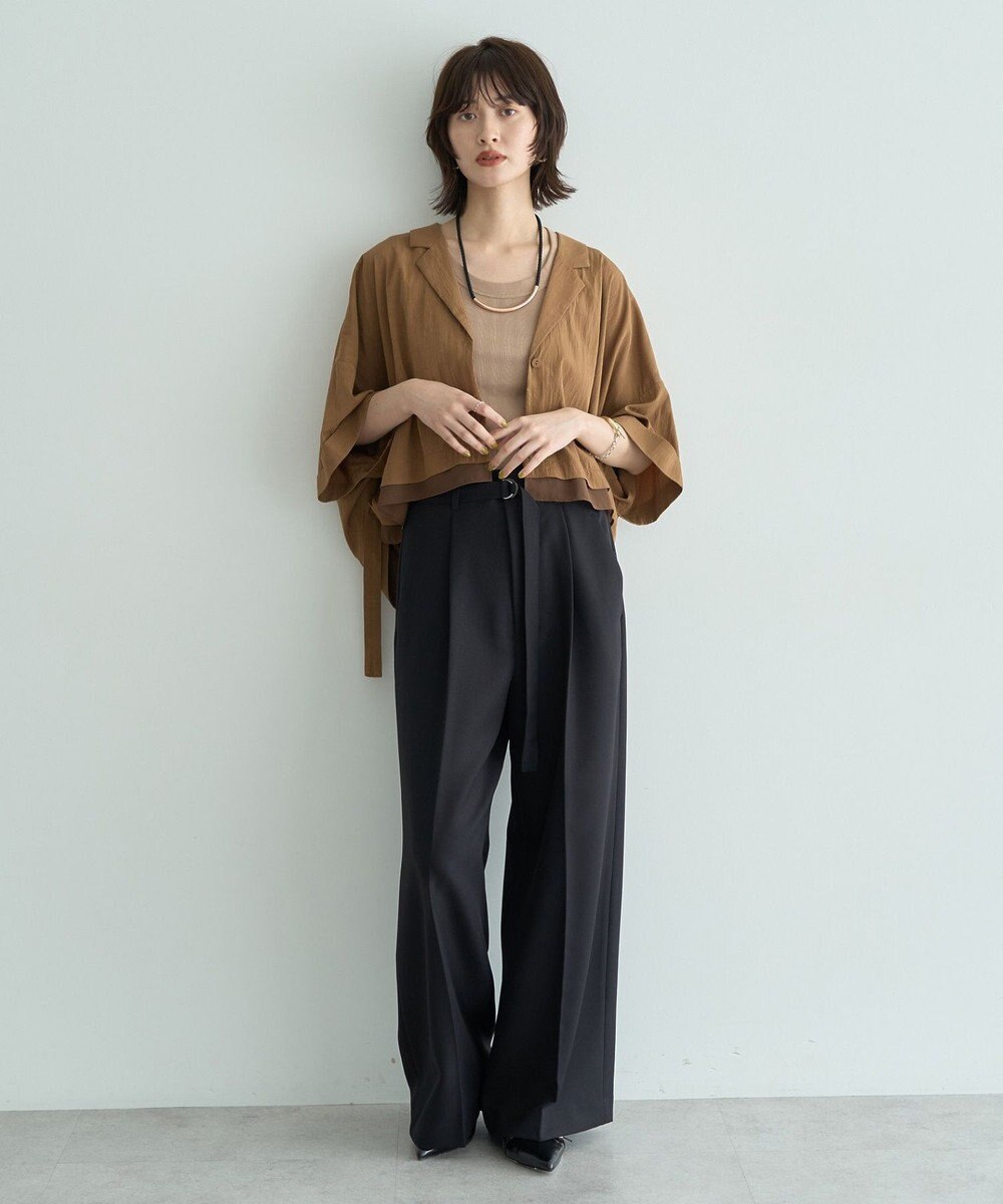 YECCA VECCA 【UVカット/接触冷感/洗える】ベルト付きイージーケアワイドパンツ 