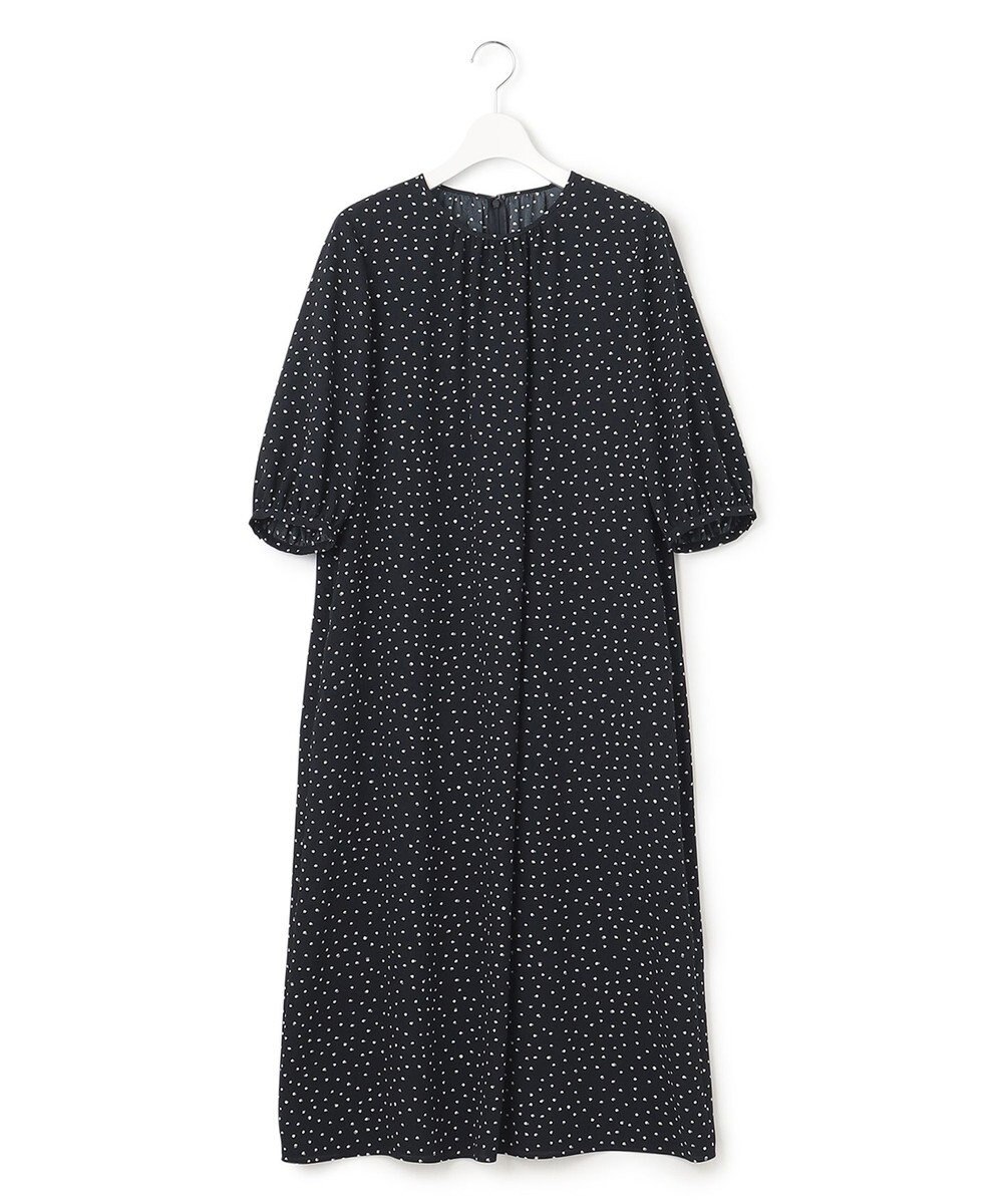 23区 【洗える】バックサテンアムンゼン ドットプリント ワンピース 