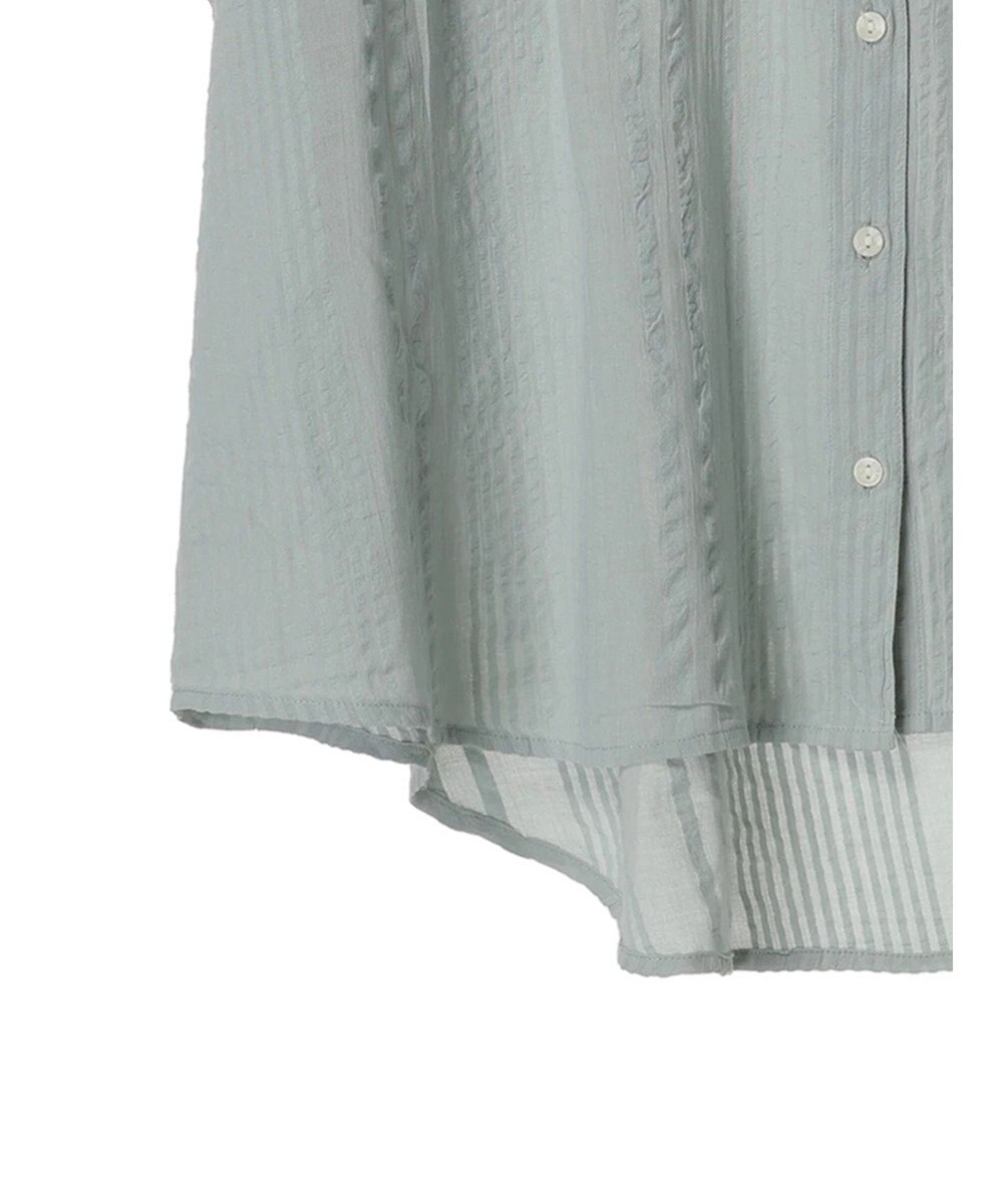 Green Parks インド綿  バンドカラーデザイン５分袖シャツ 