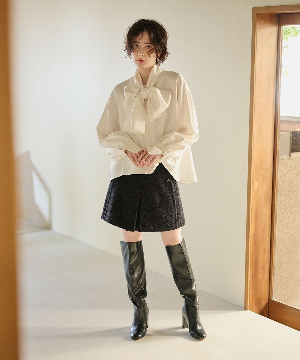 #Newans 【洗濯機可】ビックリボンパウダリーブラウス 