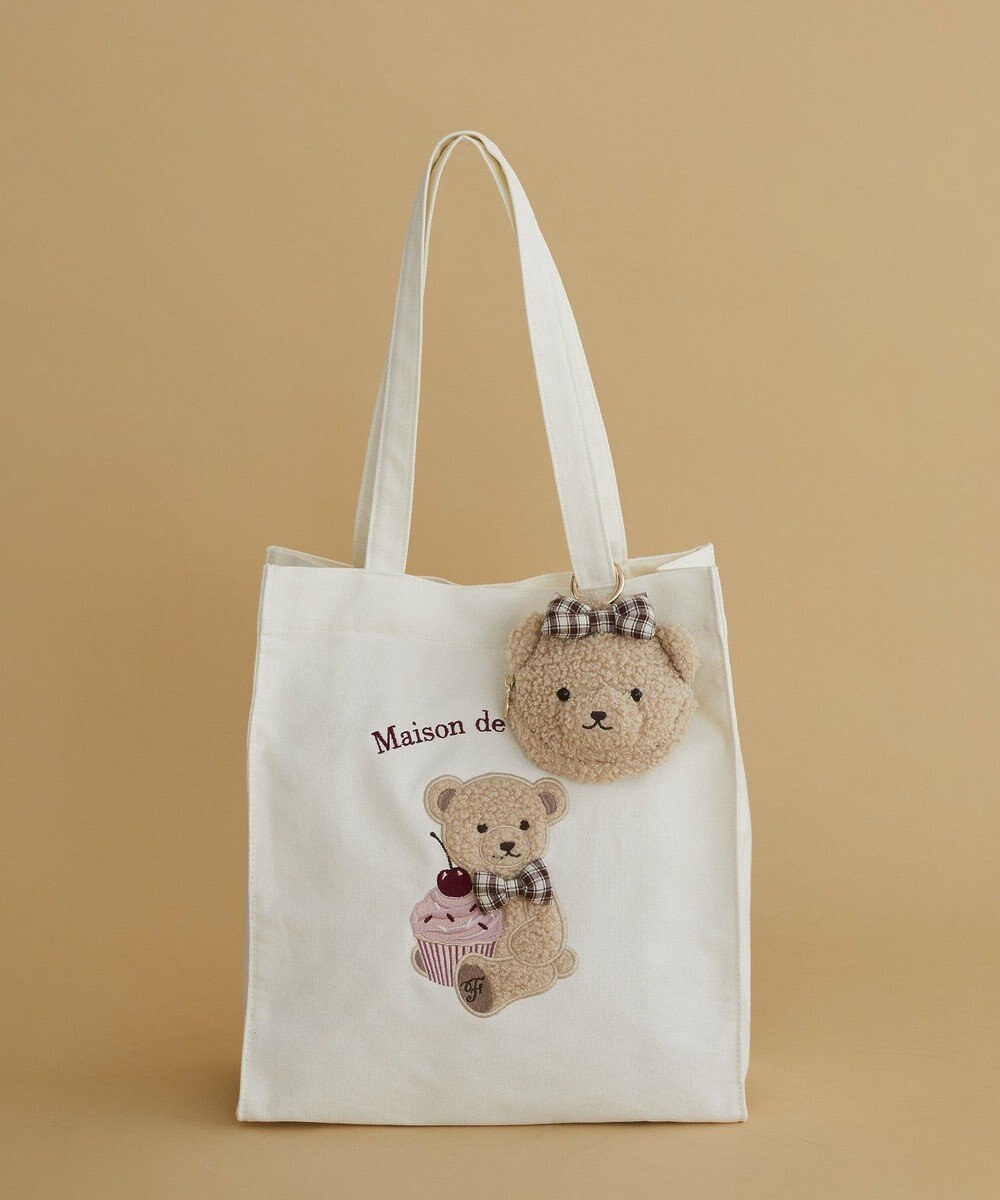 Maison de FLEUR ベア刺繍スクエアトートバッグ 
