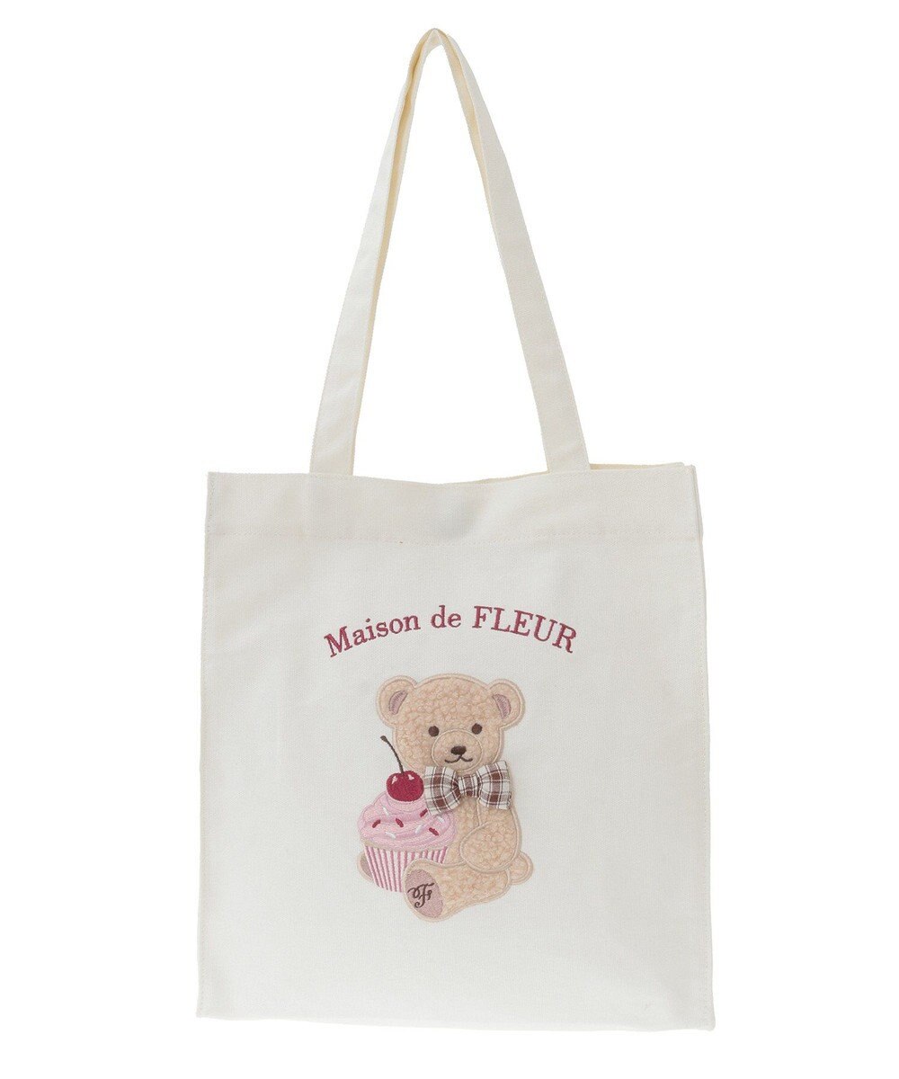 Maison de FLEUR ベア刺繍スクエアトートバッグ 