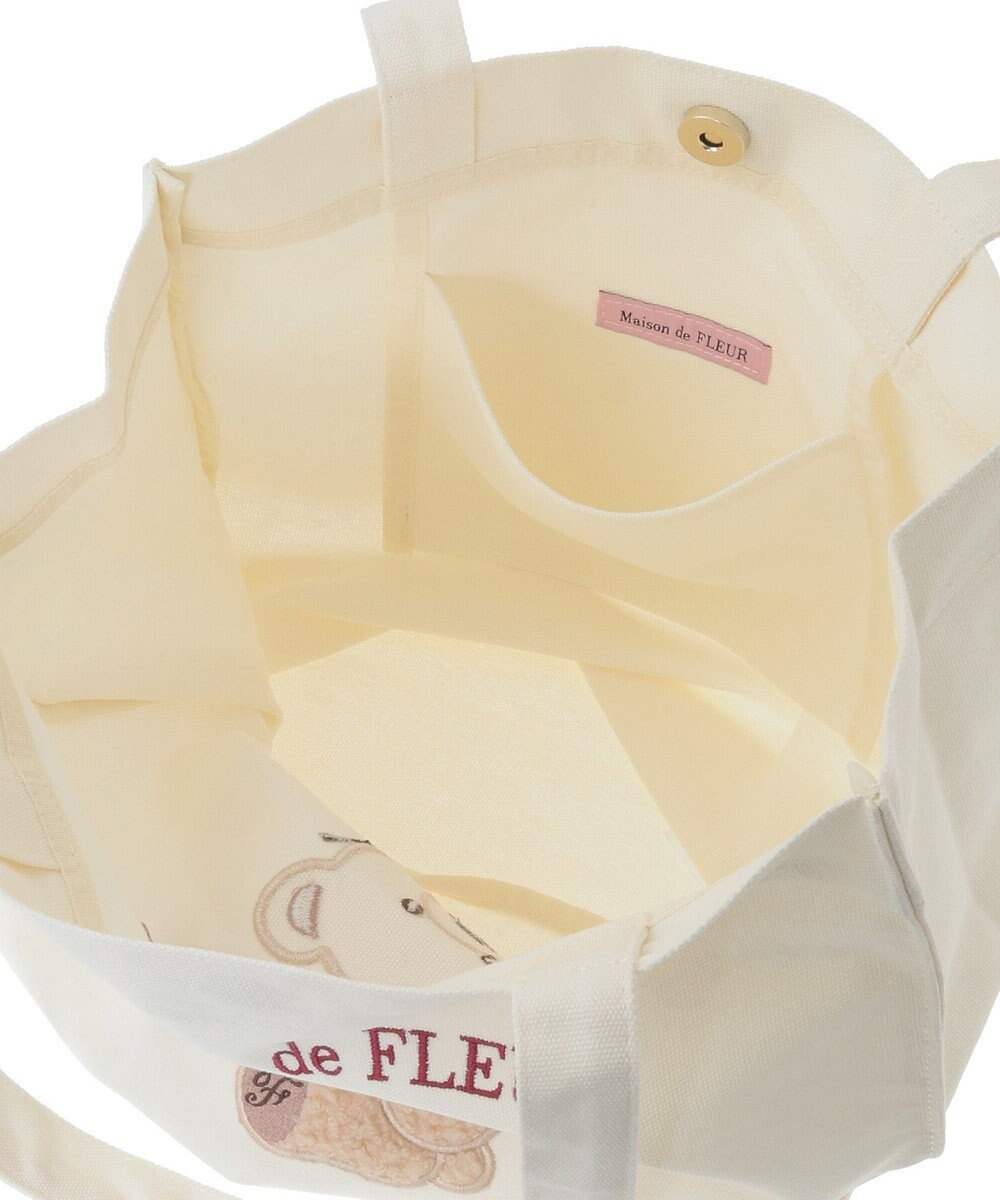 Maison de FLEUR ベア刺繍スクエアトートバッグ 