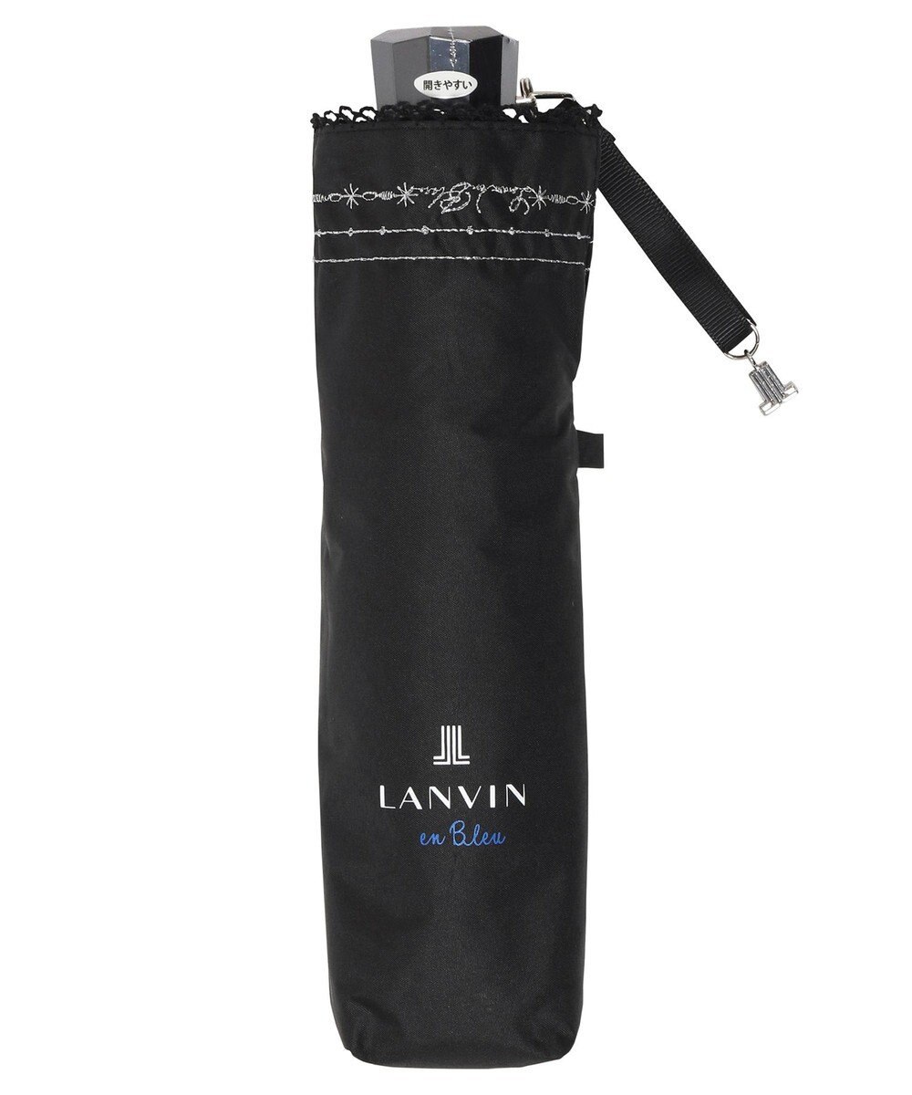 MOONBAT 【一級遮光/晴雨兼用】LANVIN en Bleu (ランバン オン ブルー)  折りたたみ日傘 ラメ刺繍 ピコレース 