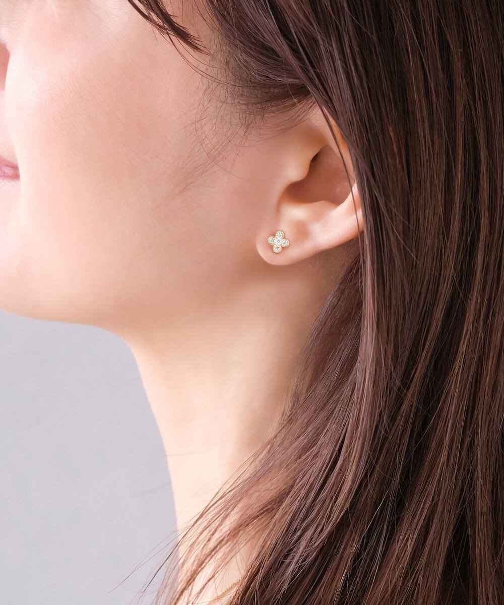 Phoebe 【K10】フラワービジューピアス(片耳)/お花/BOXつき　ゴールド 
