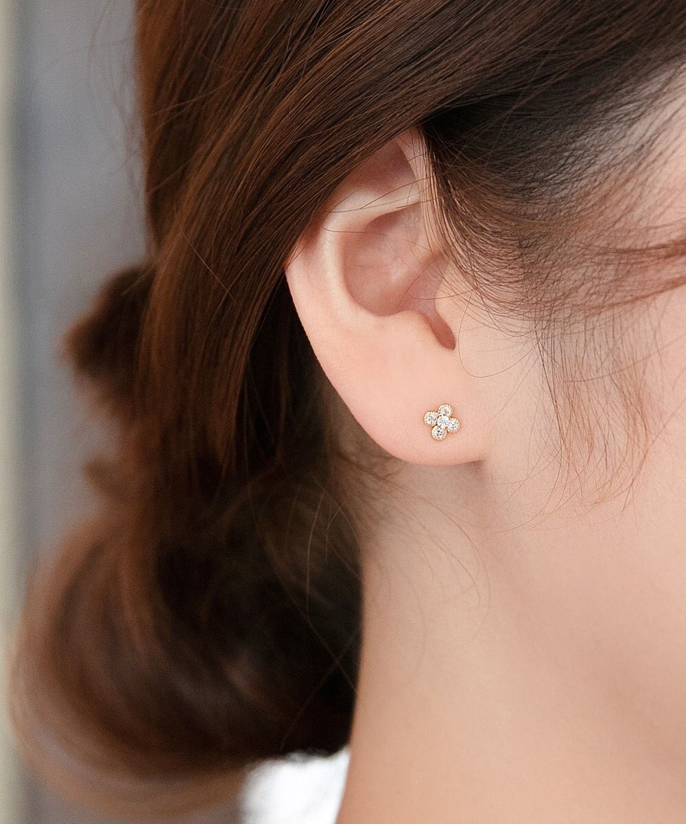 Phoebe 【K10】フラワービジューピアス(片耳)/お花/BOXつき　ゴールド 