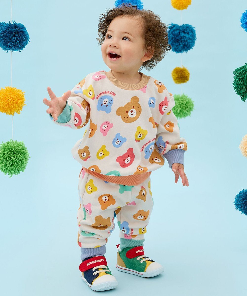 MIKI HOUSE HOT BISCUITS 【80-120cm】カラフルビーンズ 総柄 裏毛パイル素材 パンツ 