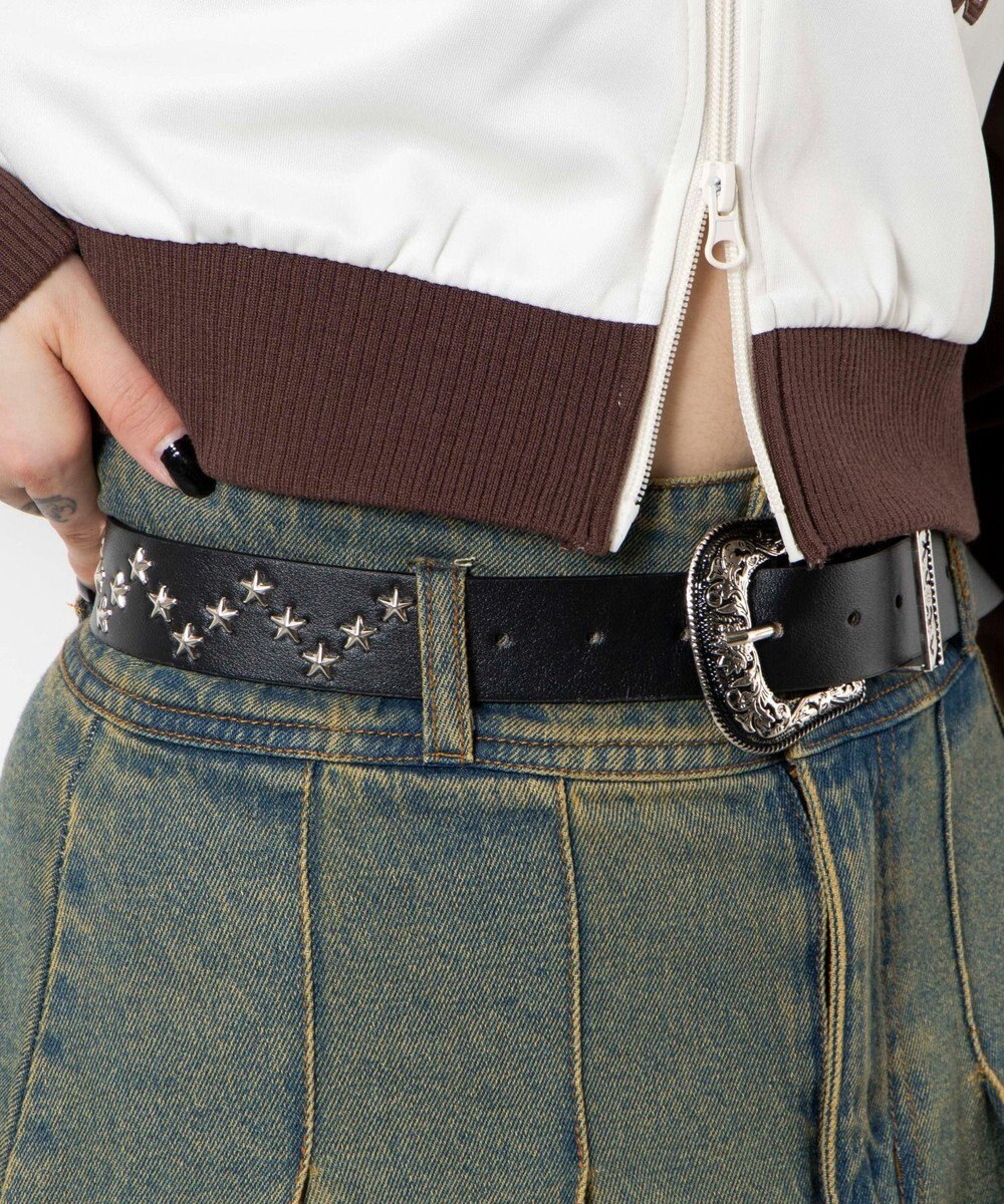 WEGO Lスタースタッズ付ウエスタンベルト 