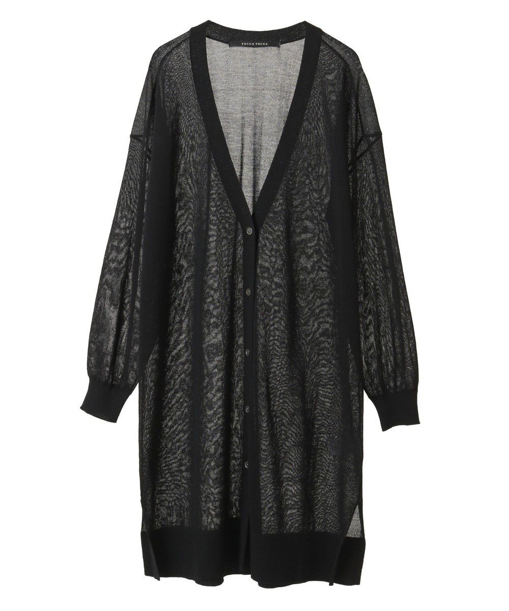 YECCA VECCA シアーニットロング丈カーディガン 