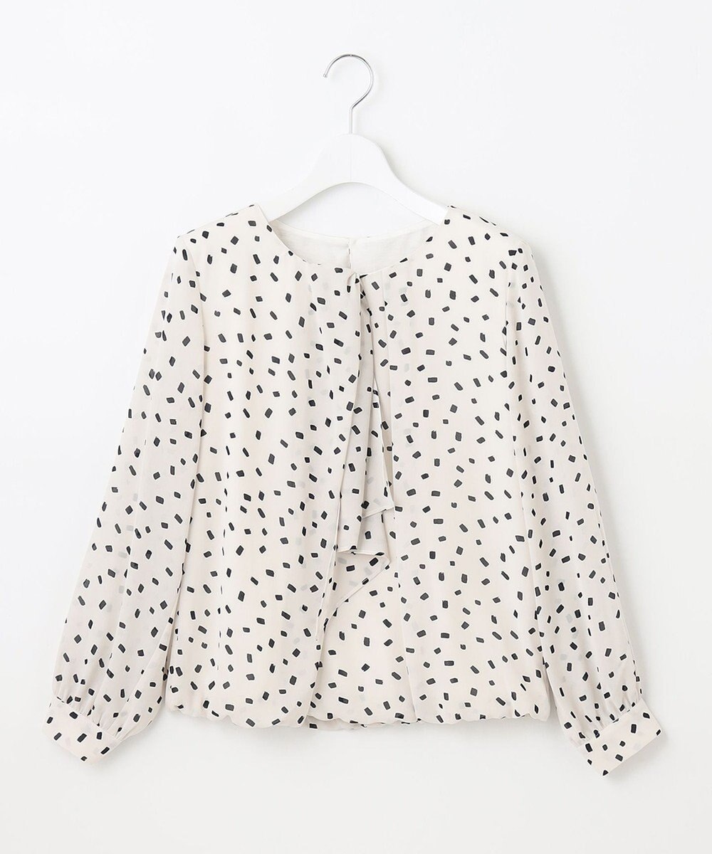 自由区 【XSサイズ～/洗える】ロイヤルシフォン スクエア柄 デザインブラウス 