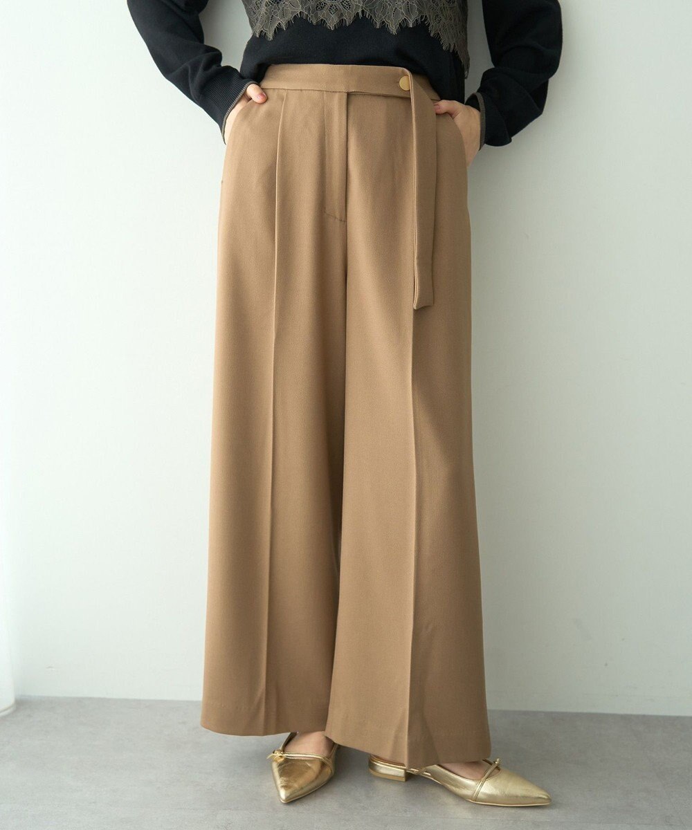 YECCA VECCA 金釦アクセントベルトワイドパンツ 