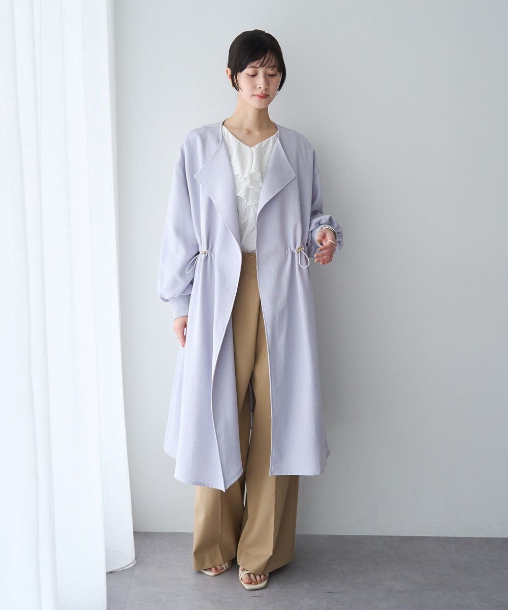 YECCA VECCA ノーカラーラペルロングコート 