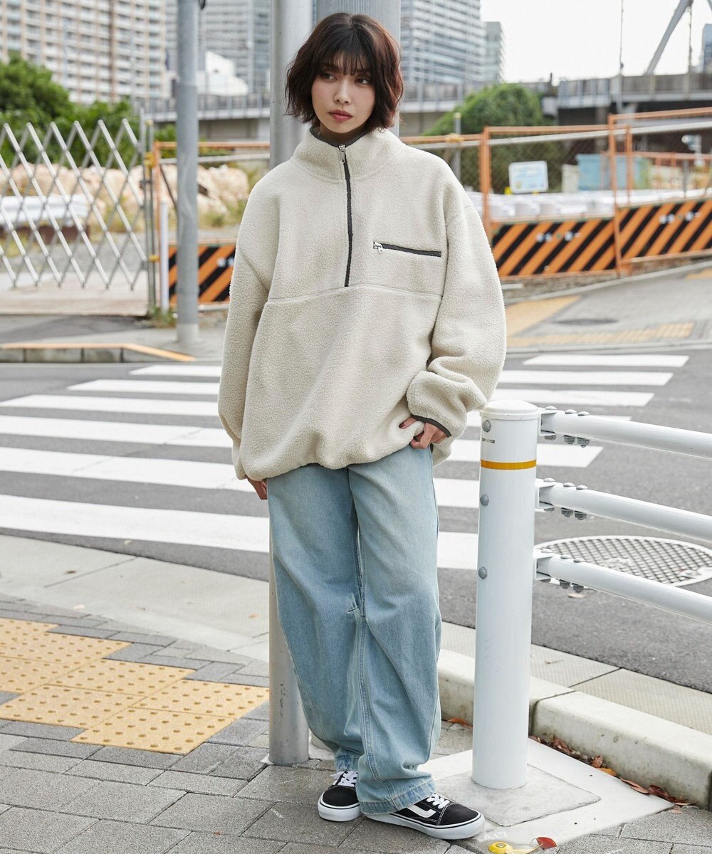 WEGO 【ユニセックス着用】フリース　ハーフZIPプルオーバー 