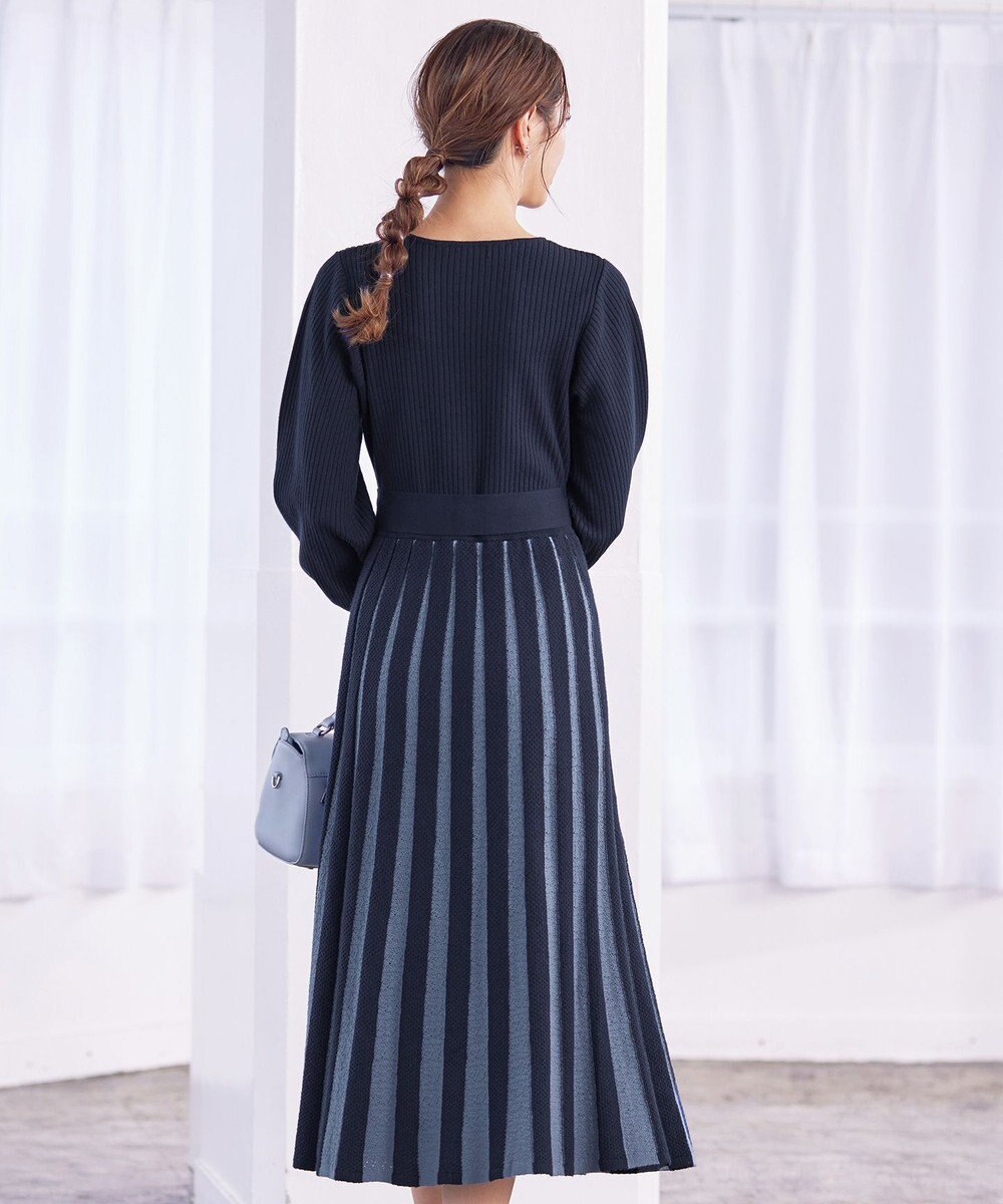 Tiaclasse 【洗える】レース編みニットフレアワンピース 