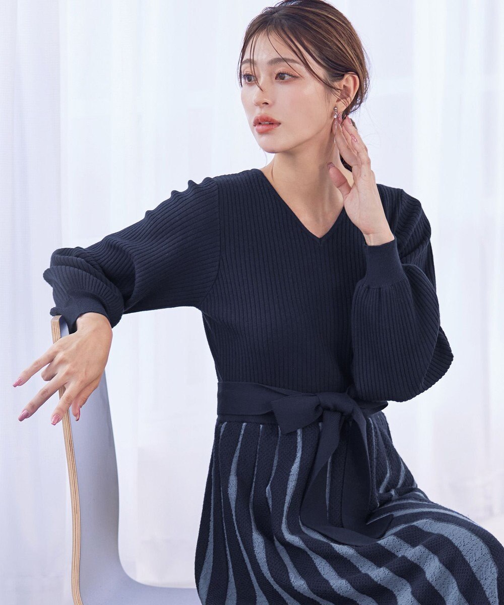 Tiaclasse 【洗える】レース編みニットフレアワンピース 