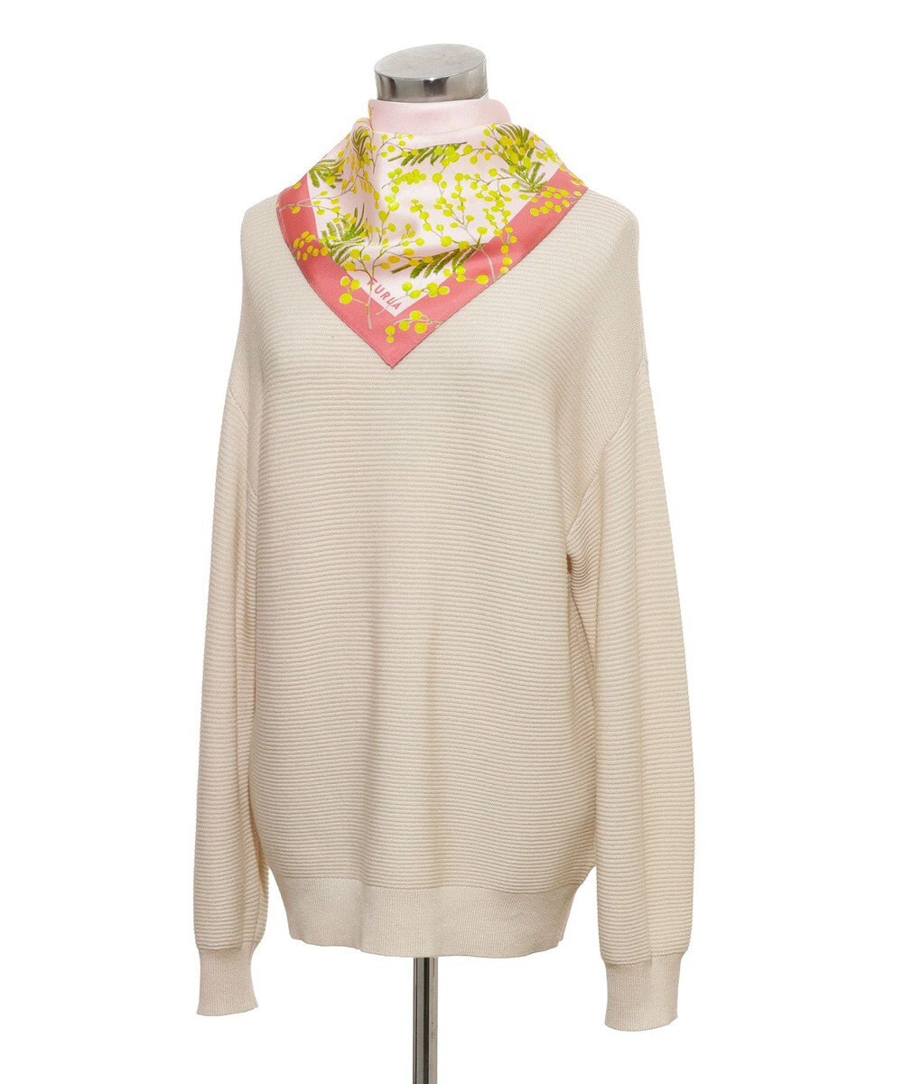 MOONBAT 【シルク100%】FURLA (フルラ) ミモザ シルクプリントスカーフ 65cm×65cm UV対策 手洗い可能 