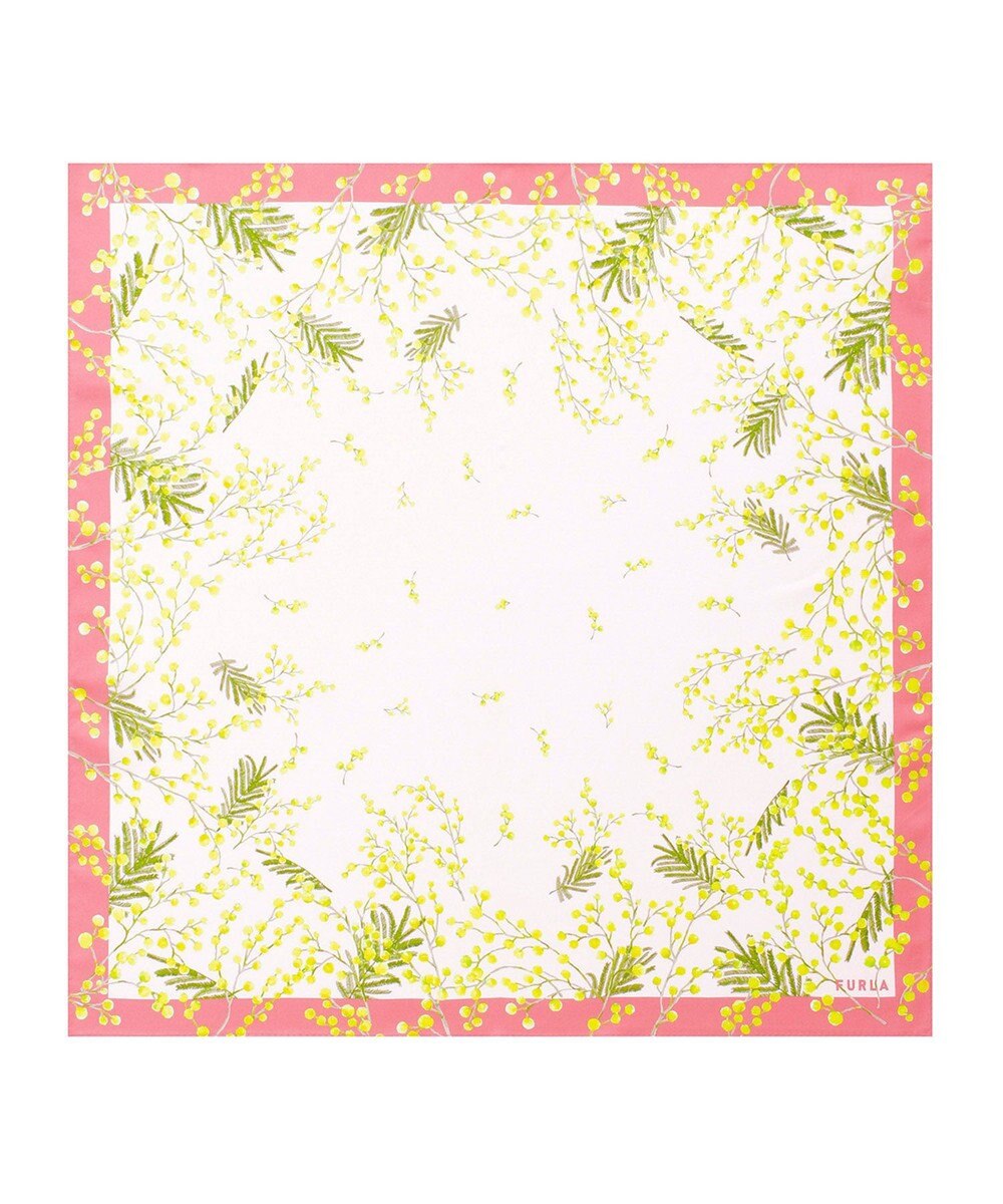 MOONBAT 【シルク100%】FURLA (フルラ) ミモザ シルクプリントスカーフ 65cm×65cm UV対策 手洗い可能 