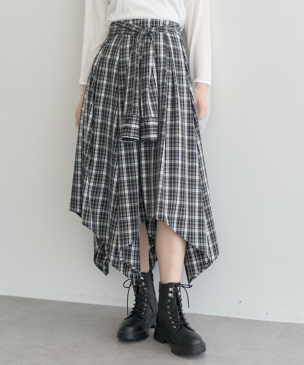 earth music&ecology イレヘムチェックシャツスカート 