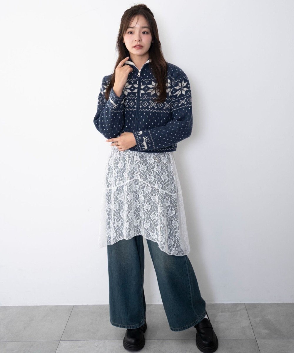 WEGO ユキガラダブルジップカーデ 